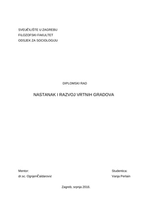 Nastanak i razvoj vrtnih gradova