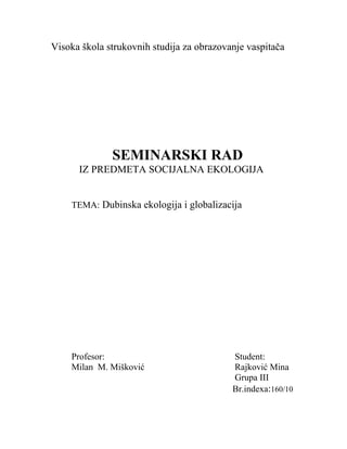 Dubinska ekologija i globalizacija