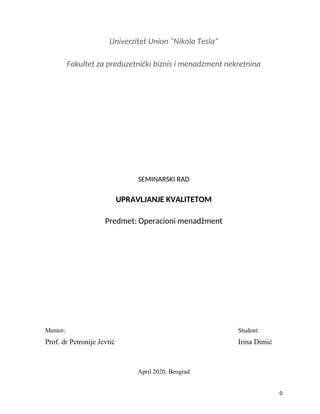 Upravljanje kvalitetom