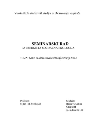 Kako da deca shvate značaj čuvanja vode