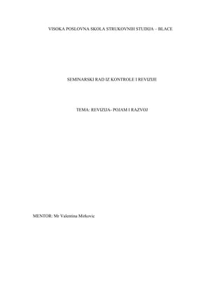 Revizija -pojam i razvoj