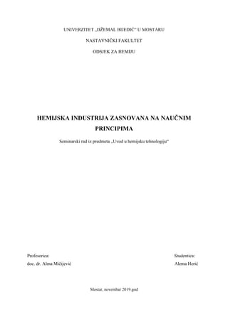 Hemijska industrija zasnovana na naučnim principima
