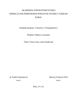 Vinova loza, sorta Frankovka