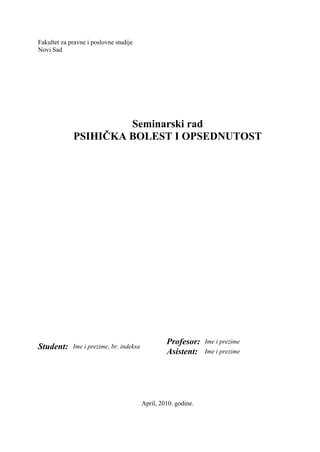 Psihička bolest i opsednutost