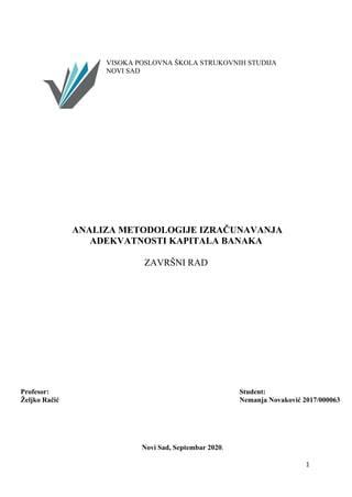 Analiza metodologije izračunavanja adekvatnosti kapitala banaka
