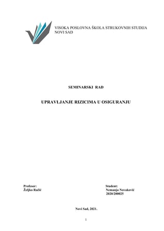 Upravljanje rizicima u osiguranju