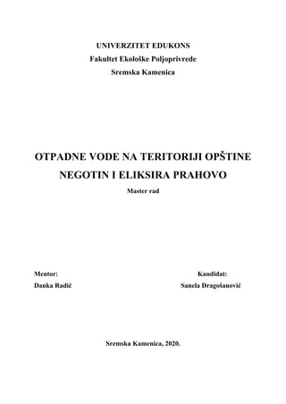 Otpadne vode na teritoriji opštine Negotin i Eliksira Prahovo