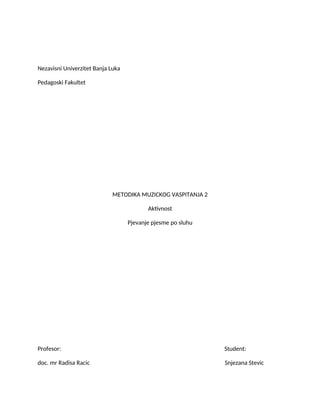 Priprema pevanja pesme po sluhu