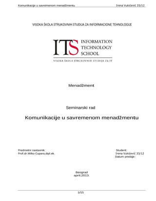 Komunikacija u savremenom menadžmentu