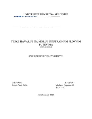 Teške havarije na moru i unutrašnjim plovnim putevima