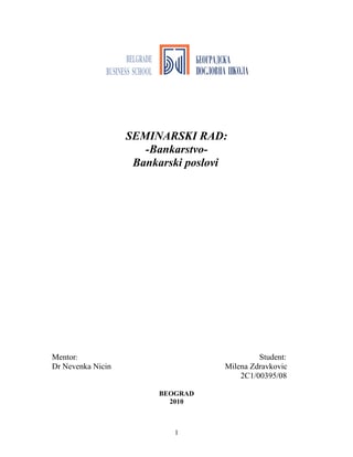 Vrste bankarskih poslova