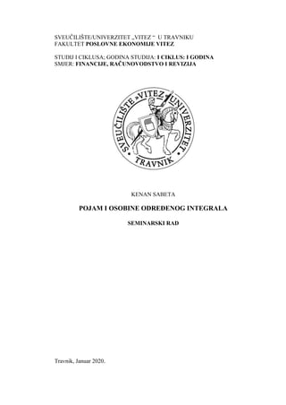 Pojam i osobine određenog integrala