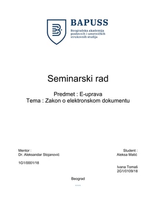 Zakon o elektronskom dokumentu