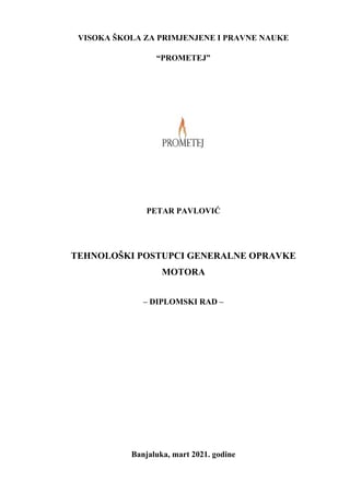 Tehnološki postupci generalne opravke motora