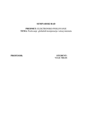 Poslovanje  globalnih koorporacija i uticaj interneta