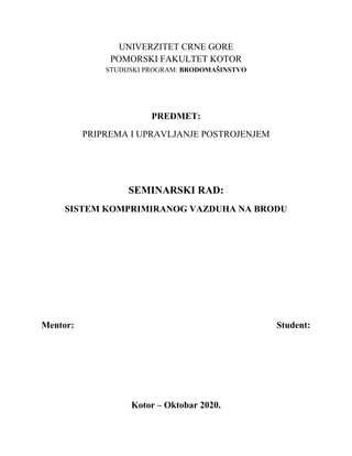 Sistem komprimiranog vazduha