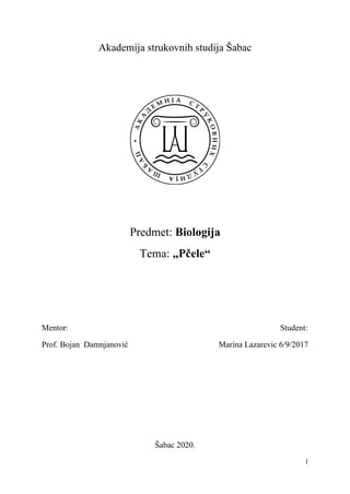 Pčele: seminarski rad iz biologije