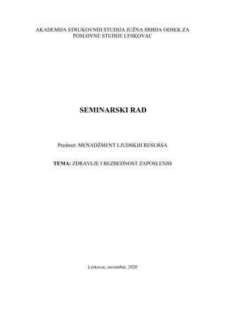 Zdravlje i bezbednost zaposlenih