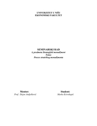 Proces strateškog menadžmenta