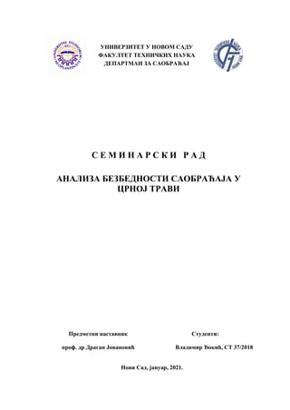 Analiza bezbednosti saobraćaja u Crnoj Travi