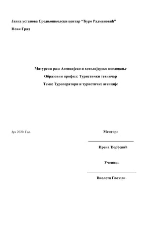 Turoperatori i turističke agencije