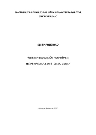 Pokretanje sopstvenog biznisa