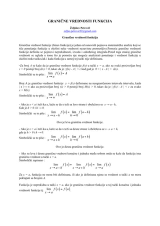 Granične vrednosti funkcija