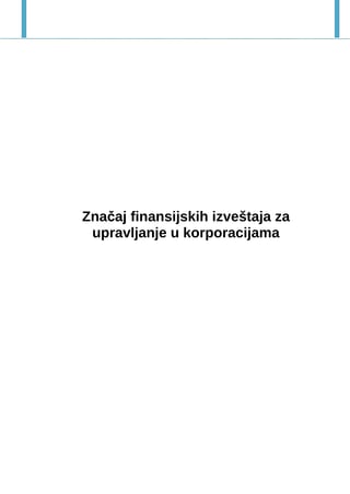 Značaj finansijskih izveštaja za upravljanje u korporacijama