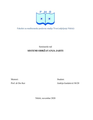 Sistem održavnja jahti