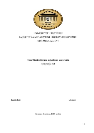 Upravljanje rizicima u životnom osiguranju