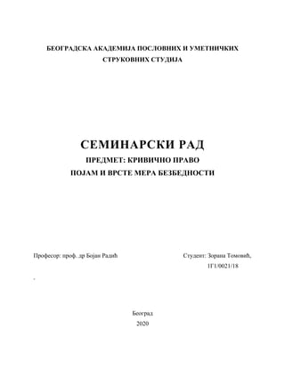 Pojam i vrste mera bezbednosti