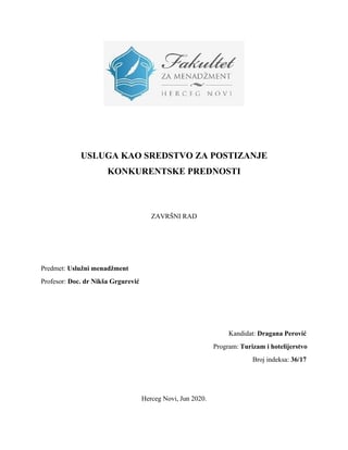 Usluga kao sredstvo za postizanje konkurentske prednosti