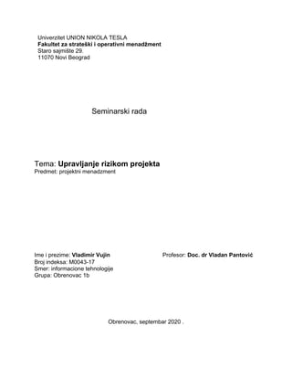 Upravljanje rizikom projekta