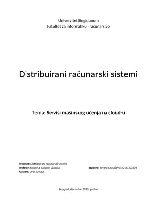 Servisi mašinskog učenja u cloud-u