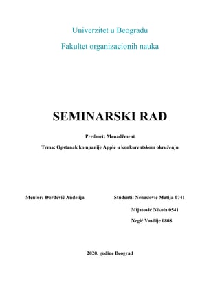 Opstanak kompanije Apple u konkurentskom okruzenju