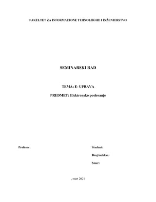 E-uprava: analiza i razvoj u Srbiji