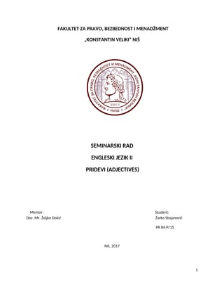 Pridevi (adjectives) u engleskom jeziku