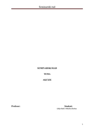 Akcize: seminarski rad