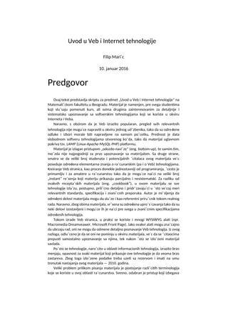 Uvod u veb i internet tehnologije