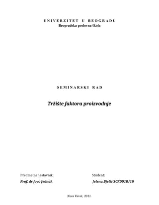 Tržište faktora proizvodnje