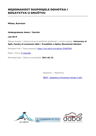 Nejednakost raspodele dohotka i bogatstva u društvu