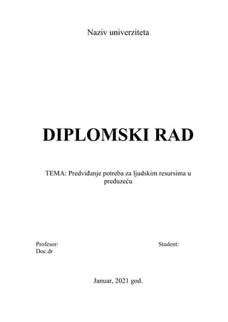 Predvidjanje potreba za ljudksim resursima u preduzecu