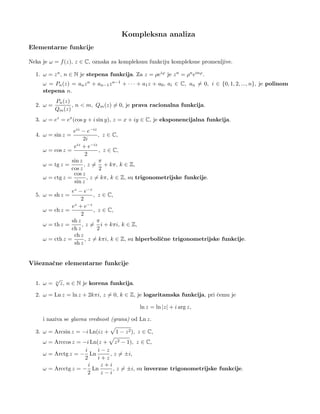 Kompleksna analiza: elementarne funkcije