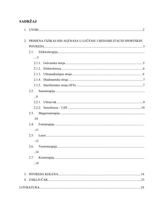 Primena fizikalni agenasa u lečenju i rehabilitaciji sportskih povreda