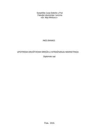 Upotreba društvenih mreža u istraživanju marketinga