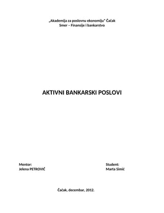 Aktivni bankarski poslovi