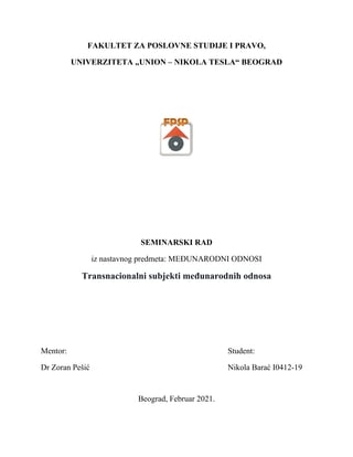 Transnacionalni subjekti međunarodnih odnosa