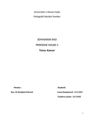 Kancer: seminarski rad