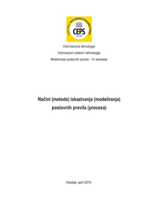 Modeliranje poslovnih pravila – Načini iskazivanja poslovnih pravila