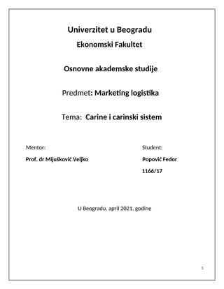 Carine i carinski sistem